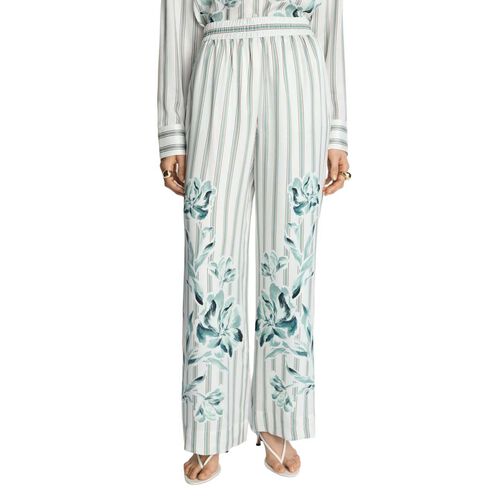 Veronika Maine Floral Pinstripe Wide Leg Pant